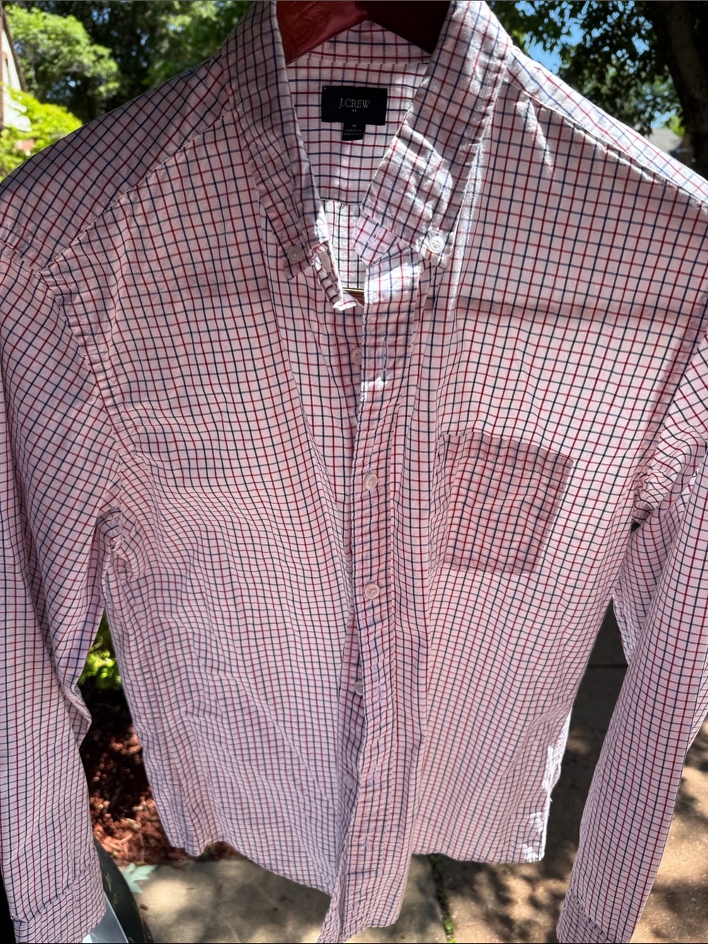 J. Crew Men’s Red and Blue Checked Button-Down Shirt